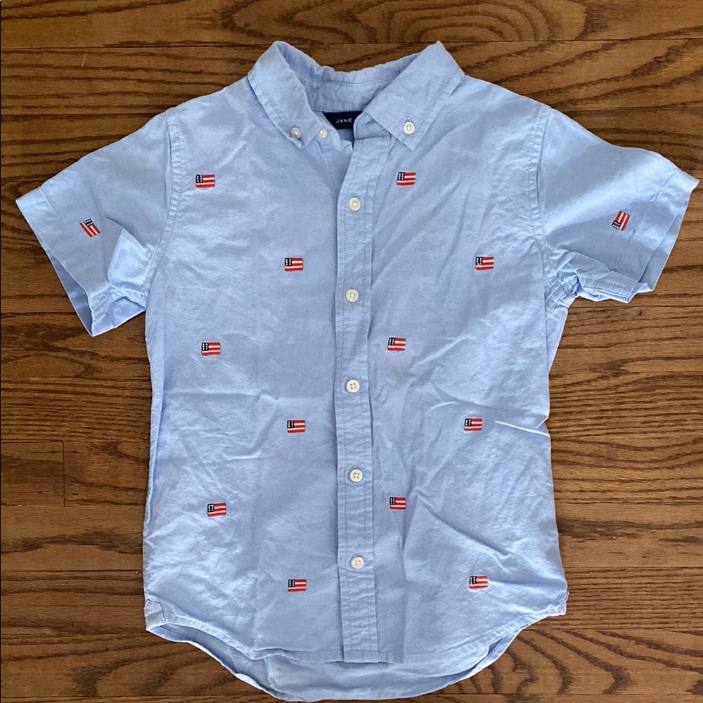 EUC Janie & Jack Americana embroidered button down